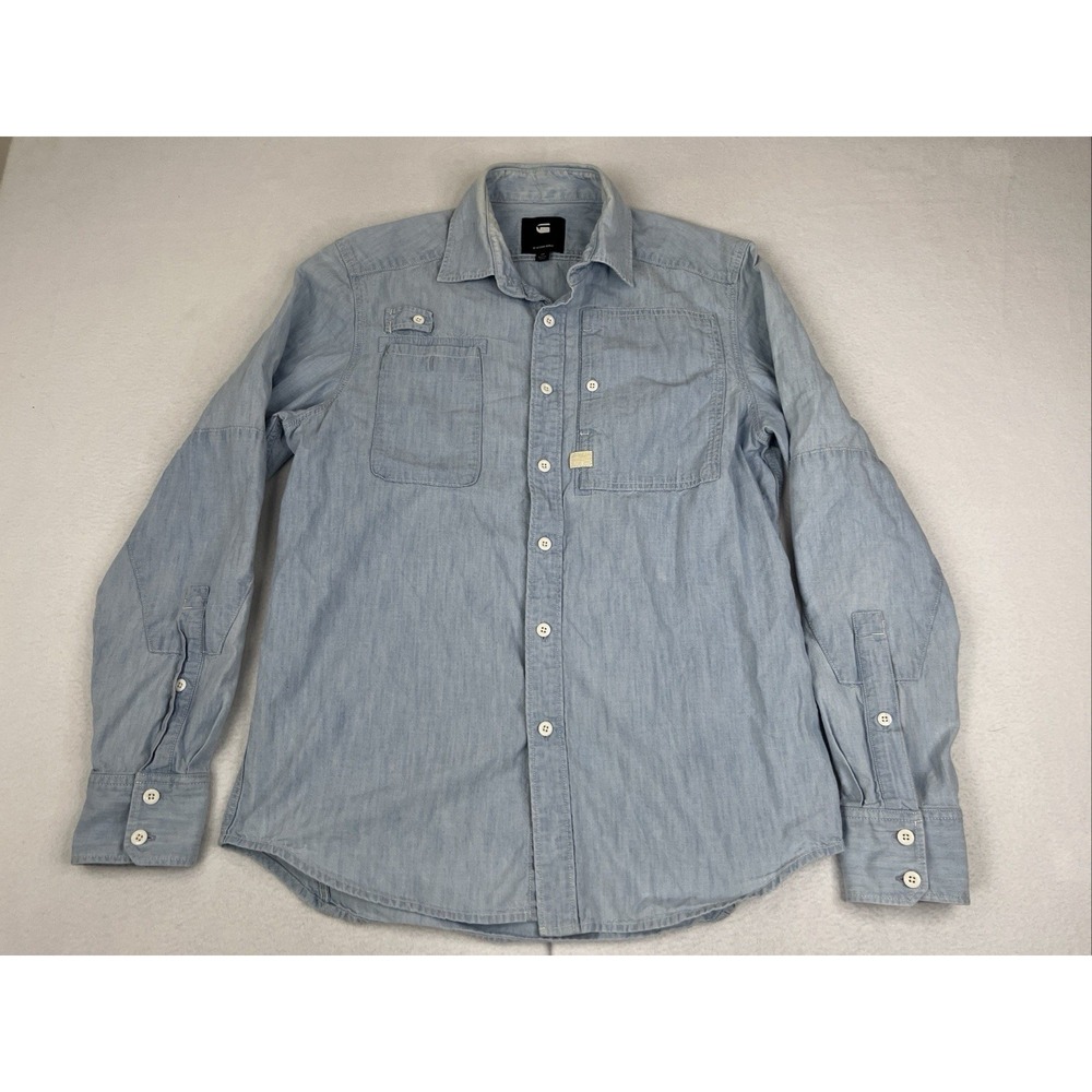 G-Star Raw Mens Medium DC Utility Straight Shirt Blue Chambray D10516-9134
